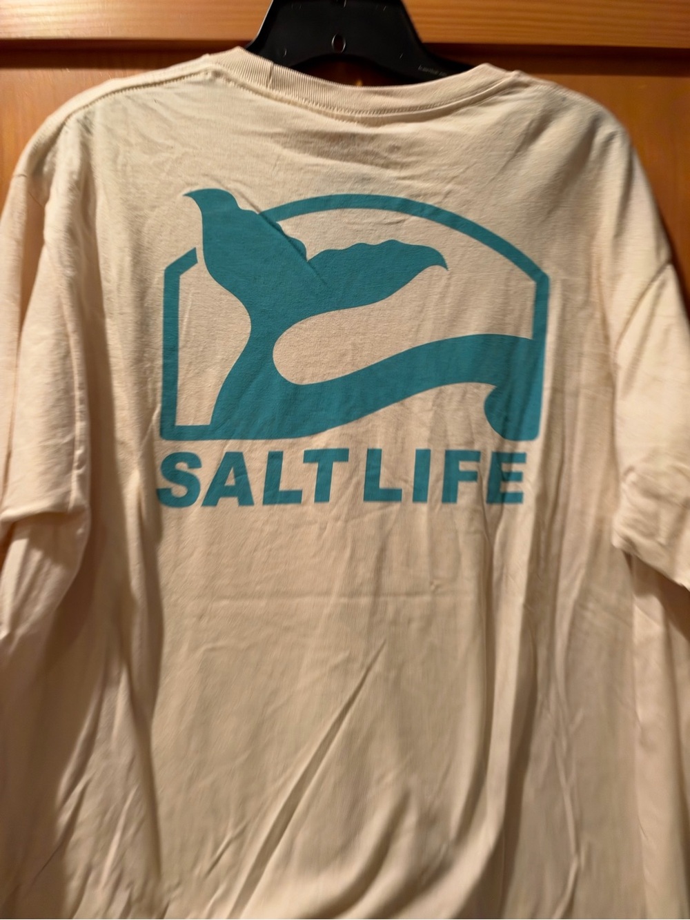 Salt Life Men's Mermaid Tail Cream Teal Long Sleeve Classic Fit Shirt NWT Size M
